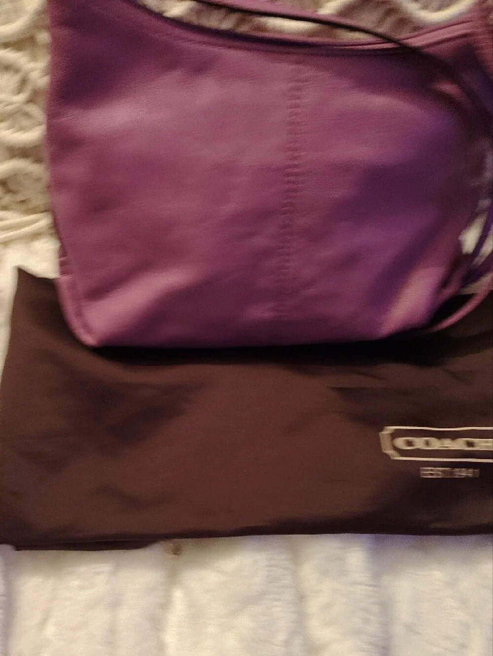 Small Coach Purple Leather Hobo Shoulder Bag, Good Condition.